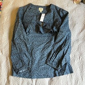 Jcrew blue ruffle top